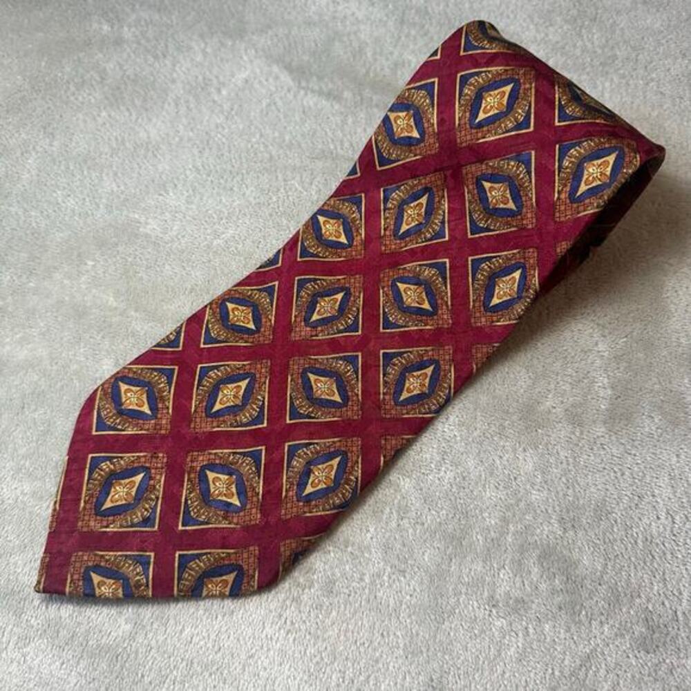 Robert Talbott XL BOC Red Geometric‎ Silk Tie 3.875"x66" Designer Necktie USA